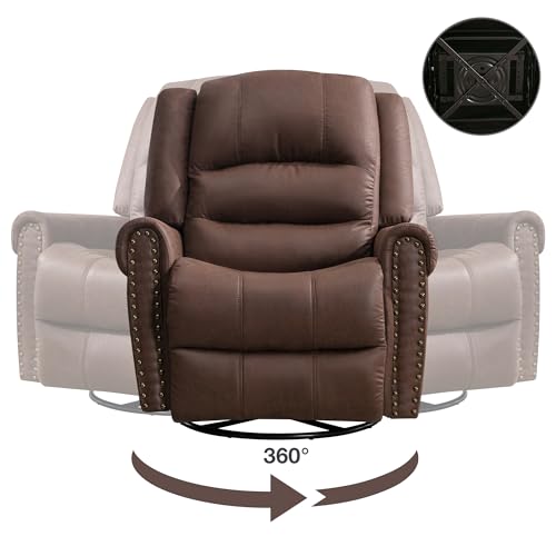 Brown Leather Swivel Rocker Recliner with Massage & Heating O920