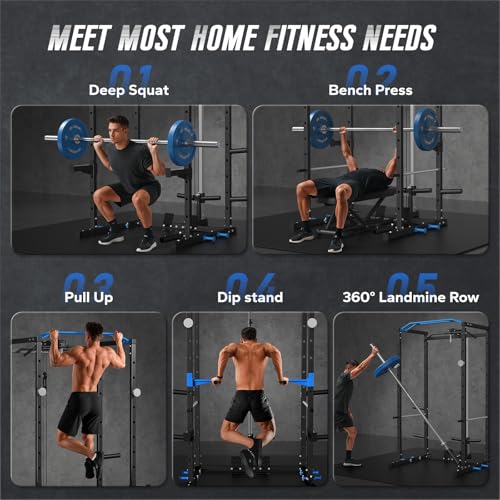 Power Cage Squat Rack with Cable Crossover System A752