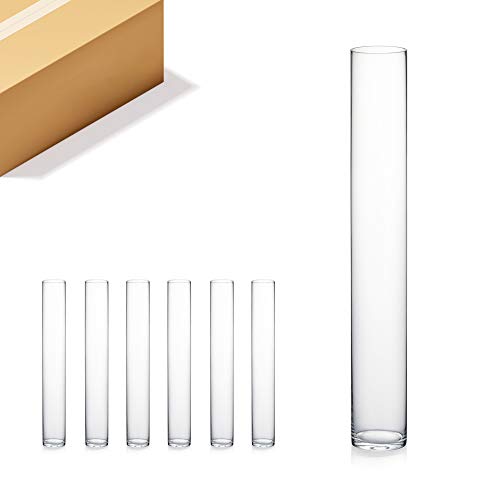 Thick Weighted Tall Clear Cylinder Glass Vase, 4" W x 20" H, 1 Piece P909