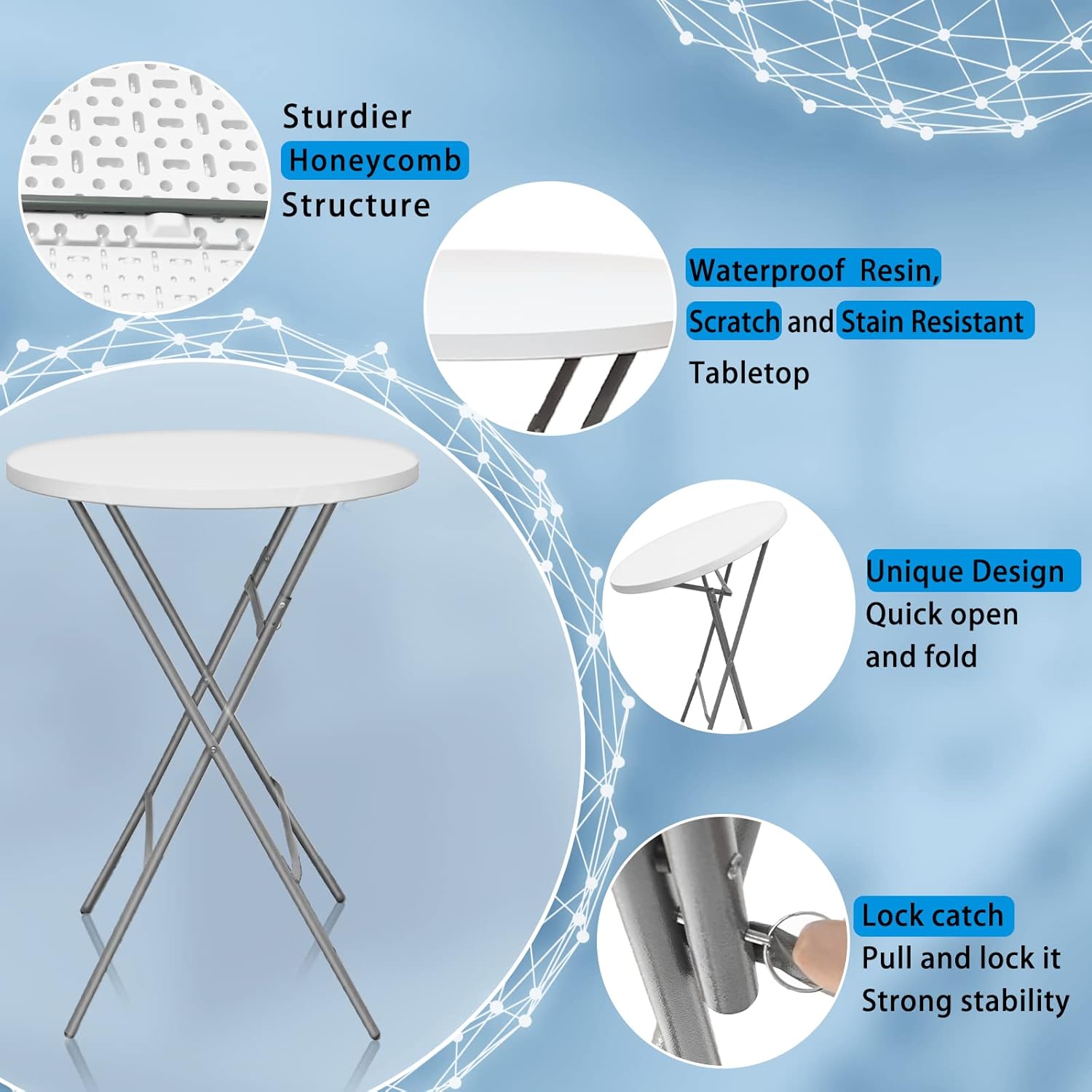 32" Round Plastic Folding High Top Table A248791