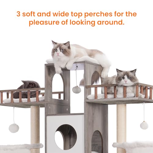 Rustic Gray Cat Tree with Litter Box Enclosure Y32767