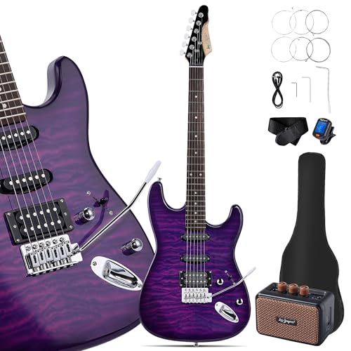39" Full Size ST Style Electric Guitar Starter Kit with SSH Pickup, 5W Portable Amp, Tuner, Gig Bag, Strap & Accessories V194988