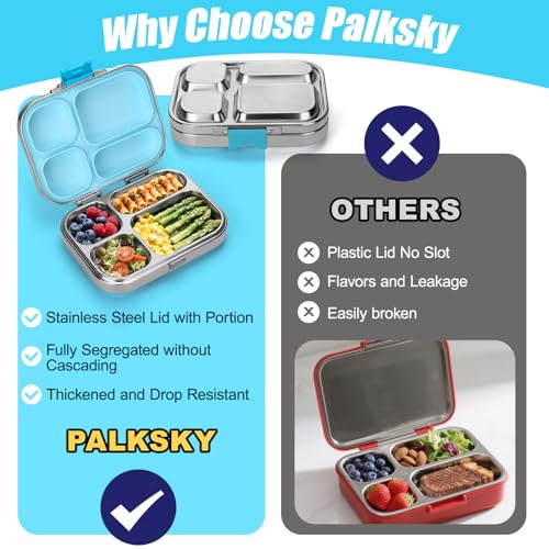 Stainless Steel 4 Compartment Bento Box with Stainless Steel Lid J59295