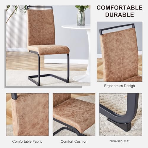 Round Dining Table Set for 4 Wood Upholstered Chair Brown T784073