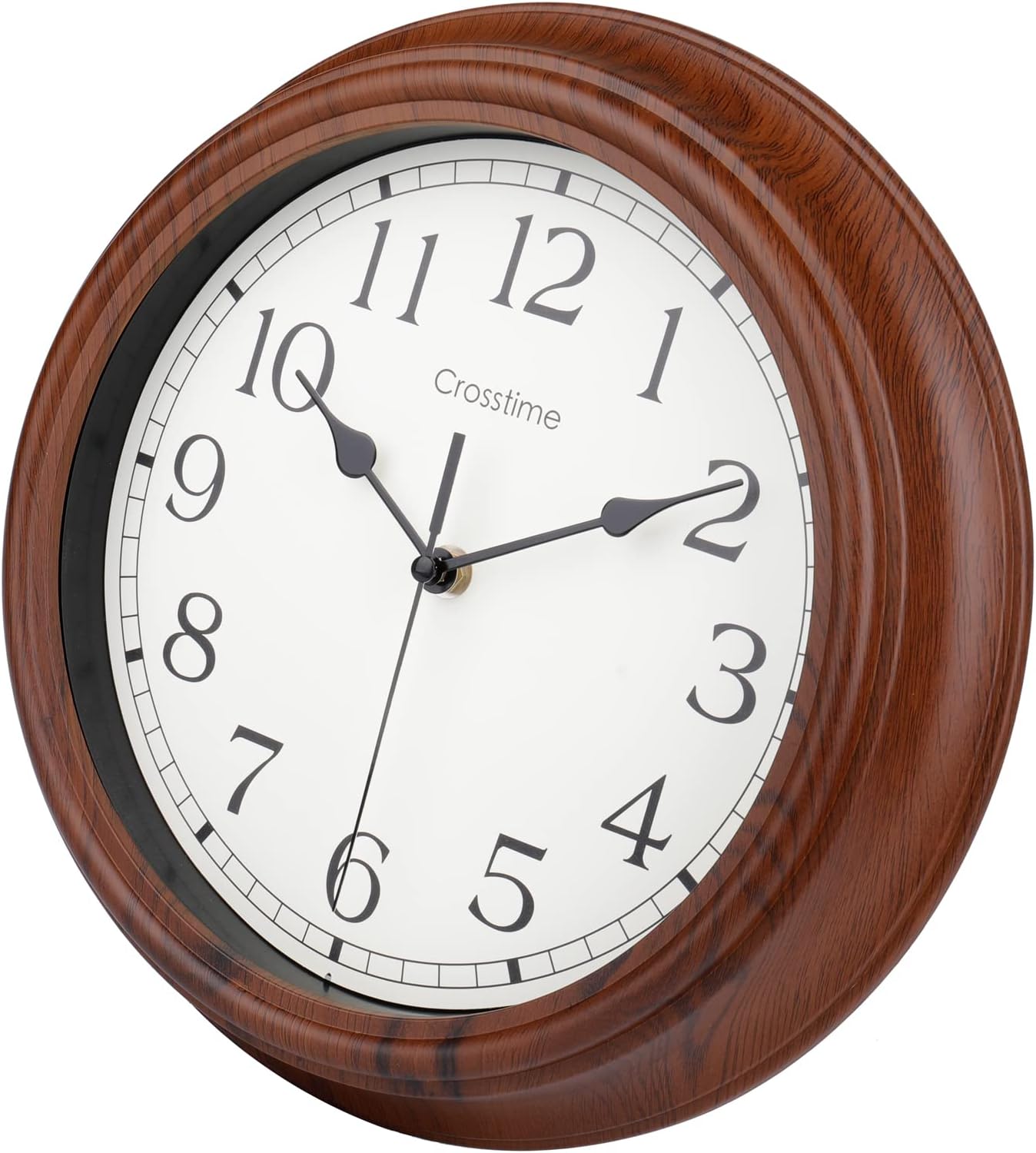 Brown 12 Inch Silent Non-Ticking Simulated Wood Wall Clock W12289