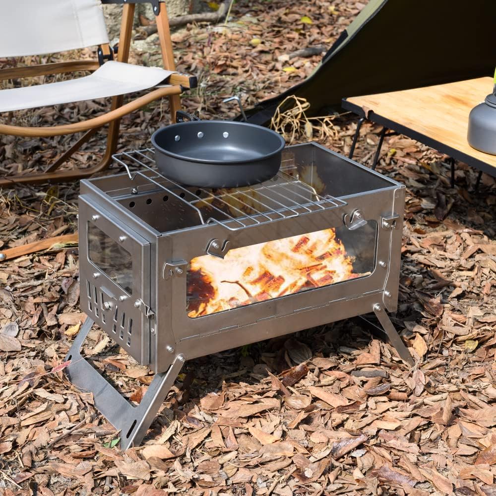 15inch Wood Burning Stove Folding Portable with 9.84ft Pipes Z530