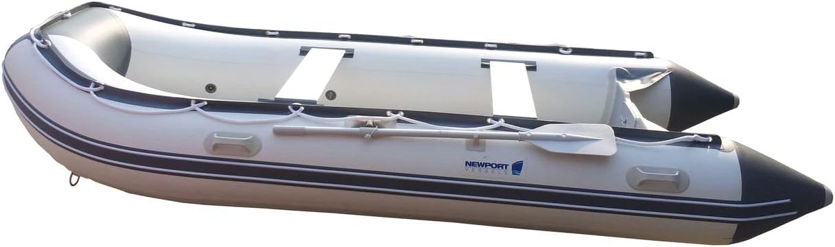 12ft 6in Inflatable Dinghy Boat Tender - 6 Person - 20 Horsepower, White/Gray L953