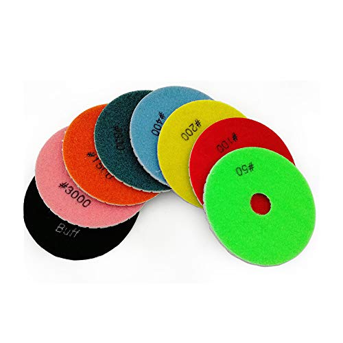 8Pcs 4 Inch Diamond Wet Polishing Pads Grit 50 U988712