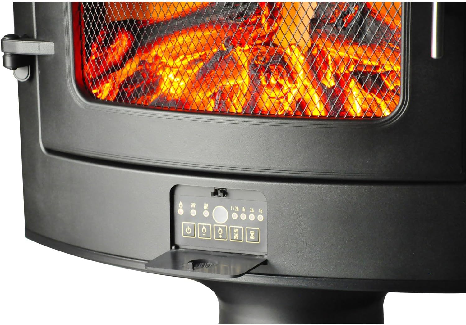 Black Steel Freestanding Electric Fireplace Q4934