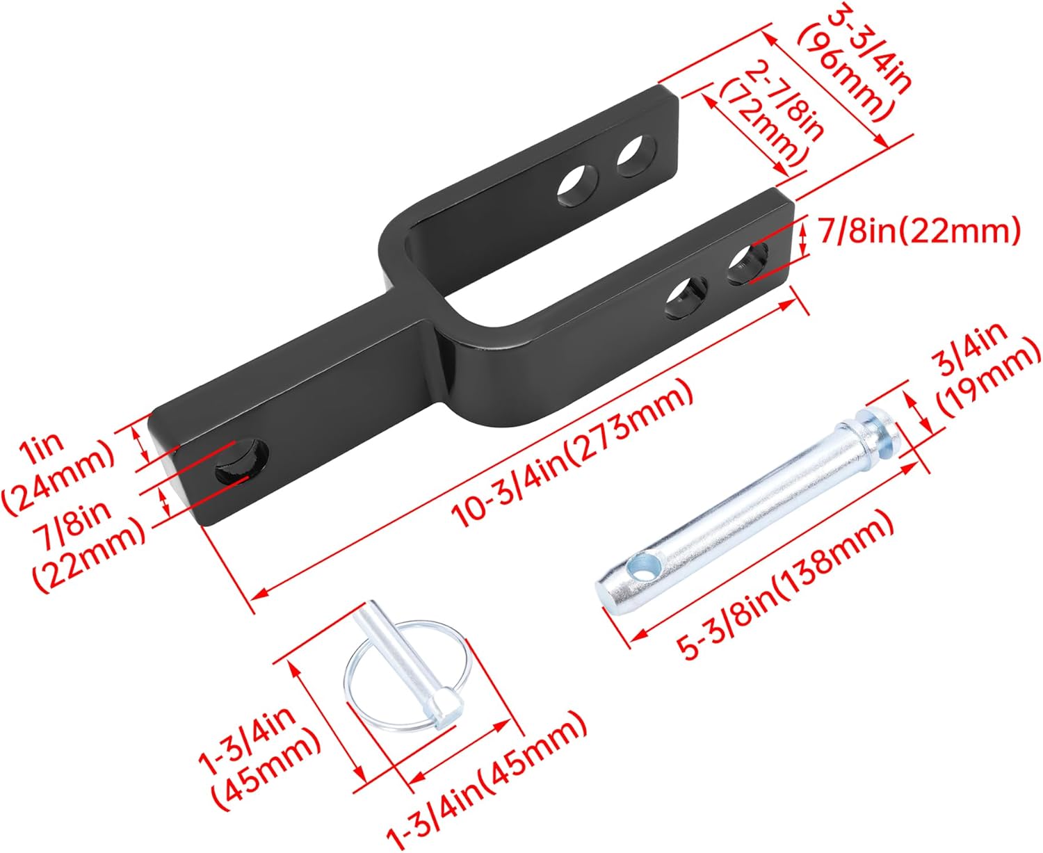 Black Steel Quick Hitch Adapter for Category 1 3-Point Tractors W473286