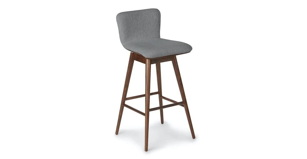 Gray Fabric Walnut Legs Swivel Bar Stool F69698