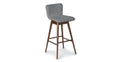Gray Fabric Walnut Legs Swivel Bar Stool F69698