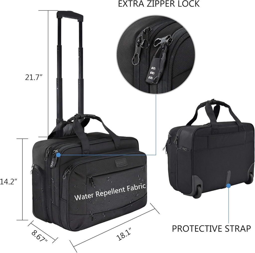 Rolling Laptop Bag Wheeled Briefcase for 17.3 Inch Laptop R343