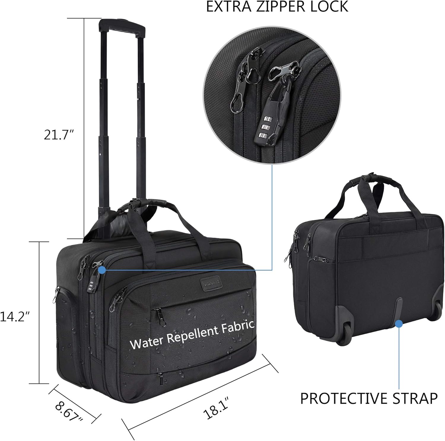 Rolling Laptop Bag Wheeled Briefcase for 17.3 Inch Laptop R343