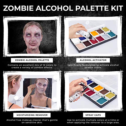 Zombie Alcohol-Activated Palette, Activator, and Remover Kit, Professional SFX Makeup Set R240