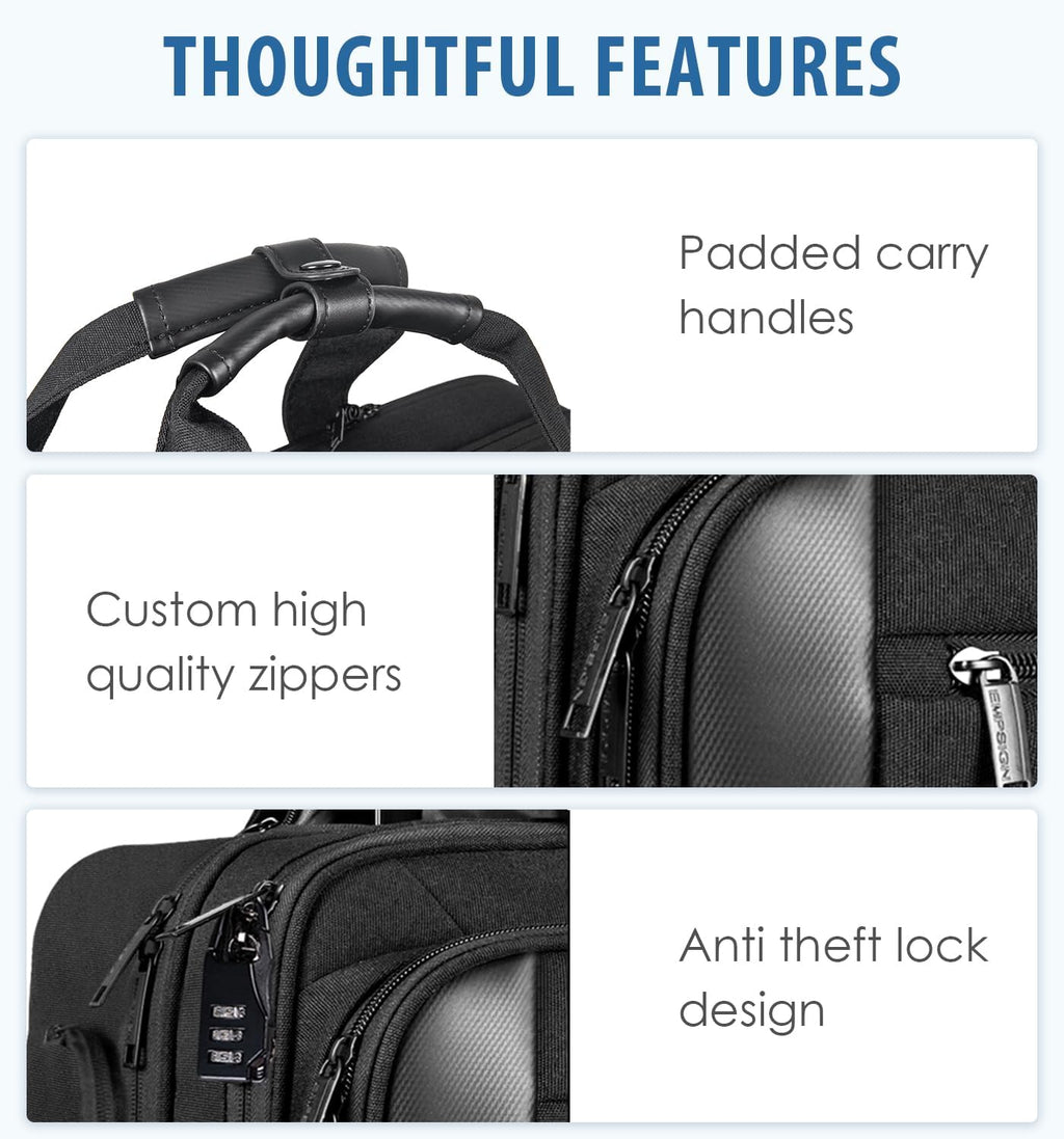 Black Rolling Laptop Bag with Wheels U930
