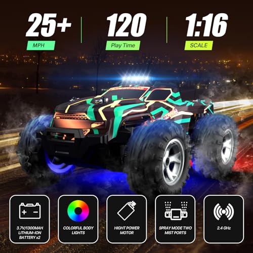 1:16 Scale All Terrain RC Car with Colorful LED Light O940
