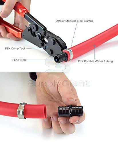 PEX Plumbing Kit with Crimper Tool, Cutter Tool, Carrying Case, Lead Free Brass Barbed 1/2 inch B7232