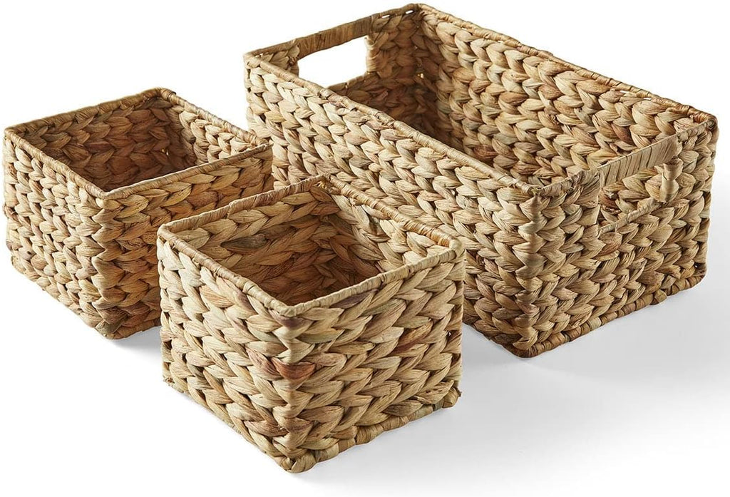 Woven Natural Water Hyacinth Organizational Basket Set of 3 W9327