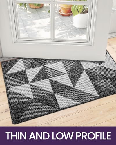 Black Non Slip Washable Absorbent Low-Profile Entrance Mat, 24"X36" Q125