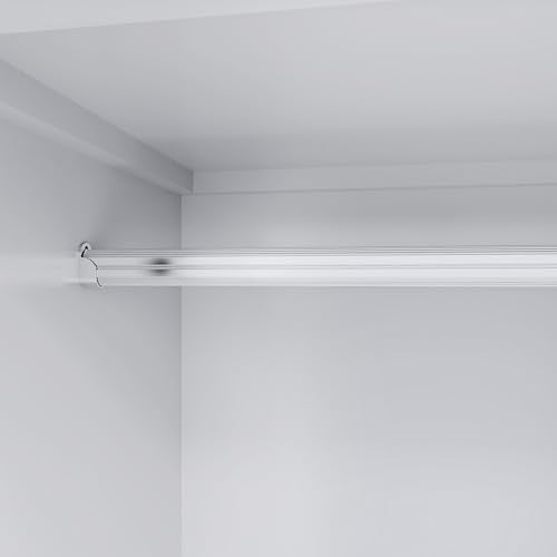 White 4 Door 2 Hanging Rod 4 Drawer Wood Armoire Wardrobe Closet L85267