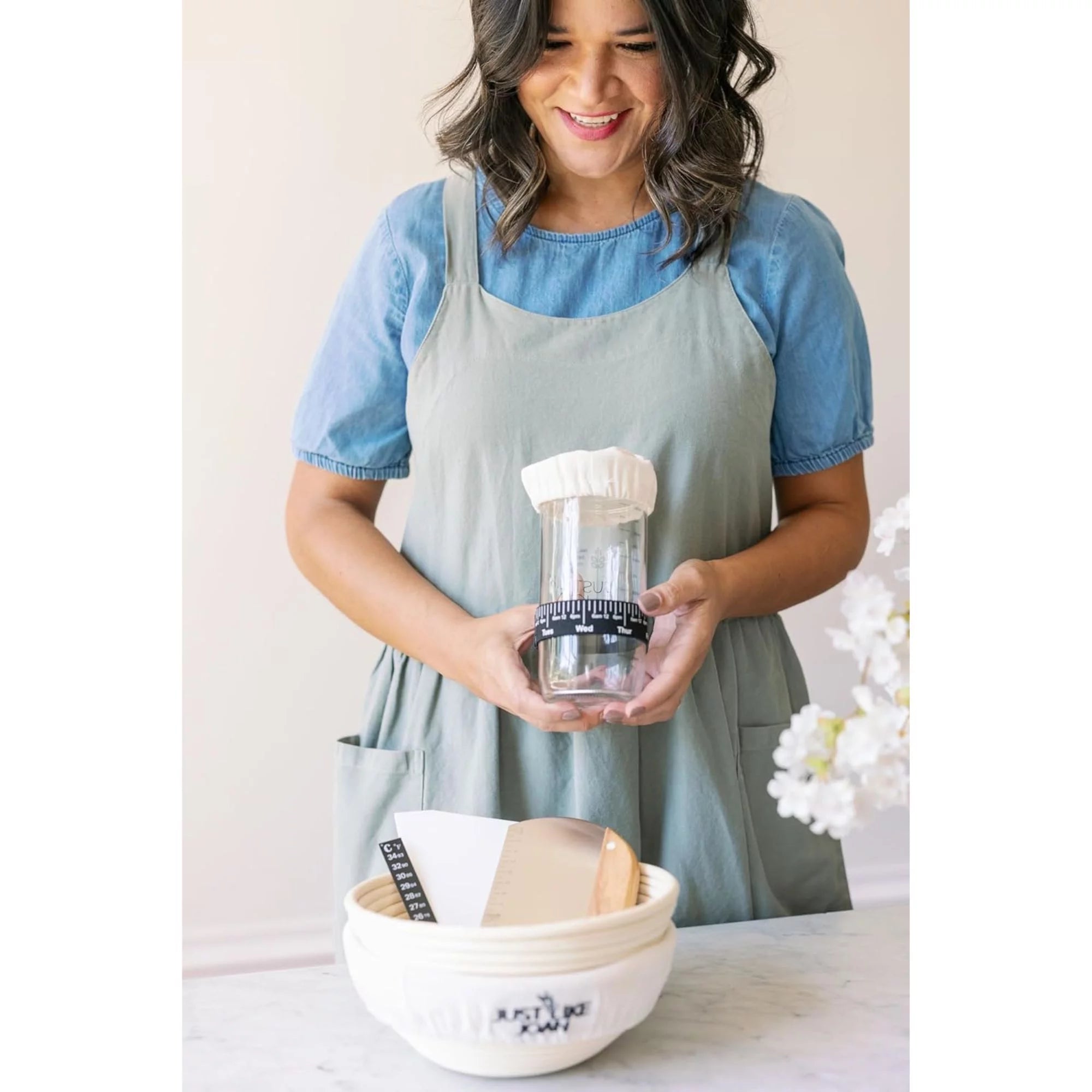 Sourdough Bread Baking Kit with Starter Jar and Banneton Bowl Basket T85851