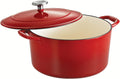 Gradated Red Enameled Cast Iron 6.5-Quart Covered Round Dutch Oven A481