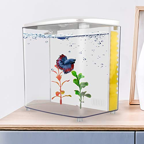 1.2 Gallon Square Fish Tank with LED Light and Filter Pump J7193