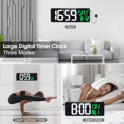 17 Inch Digital Wall Clock with Remote N3953