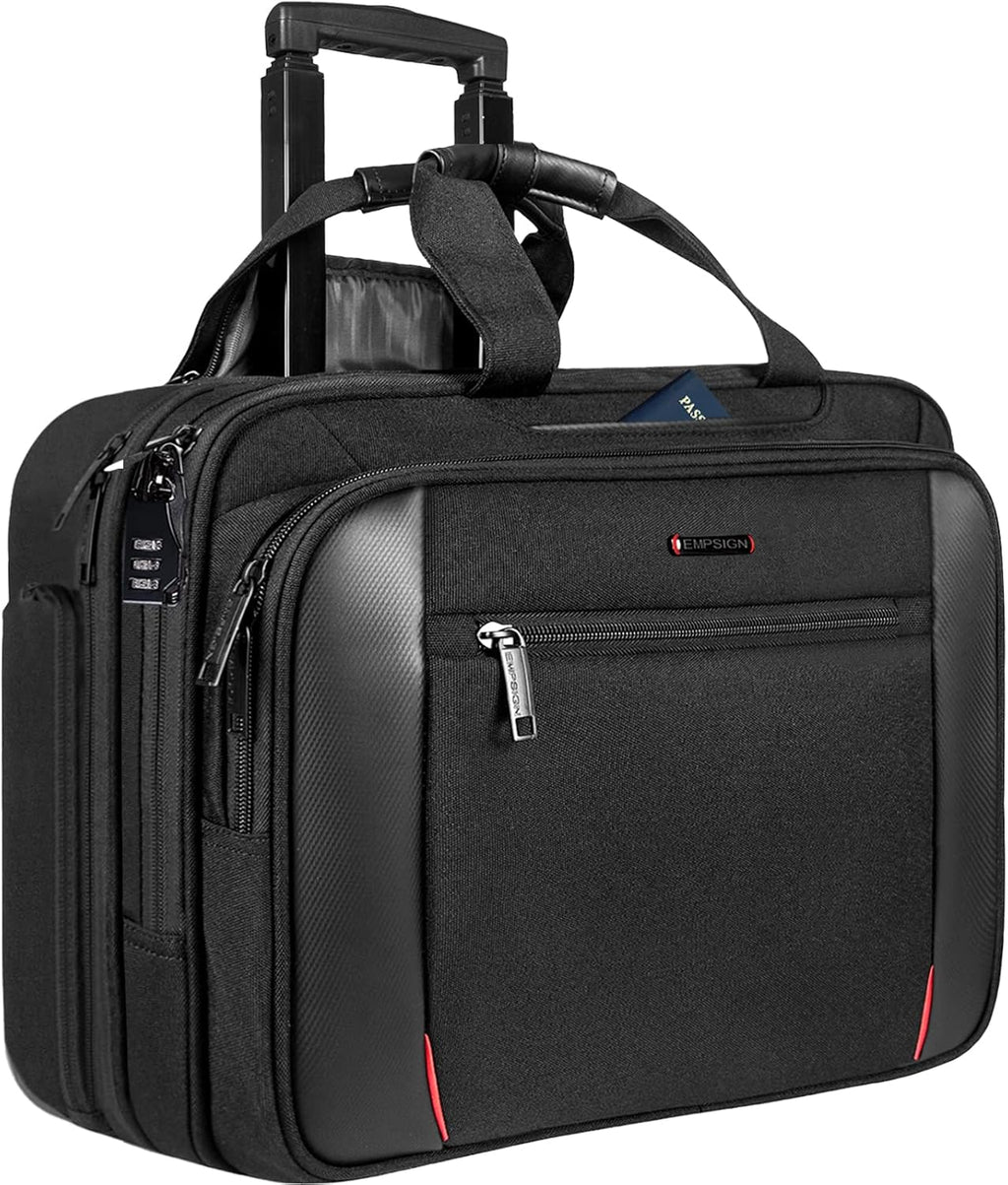Black Rolling Laptop Bag with Wheels U930