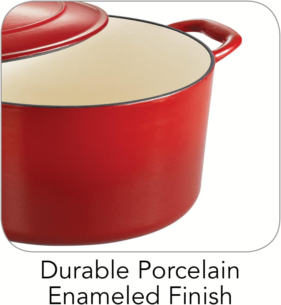 Gradated Red Enameled Cast Iron 6.5-Quart Covered Round Dutch Oven A481