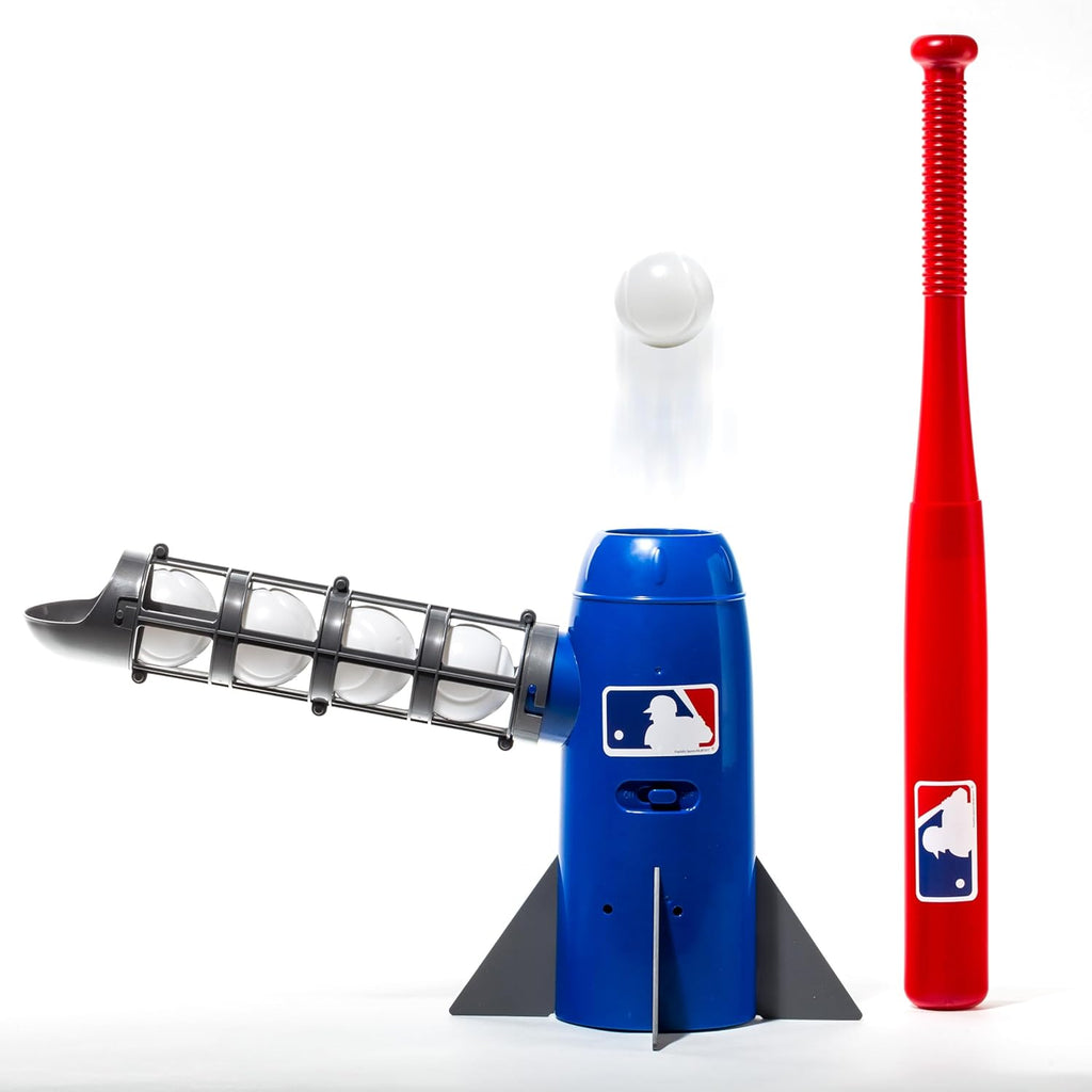 MLB Kids Pitching Machine with 5 Plastic Baseballs & Baseball Bat L3019
