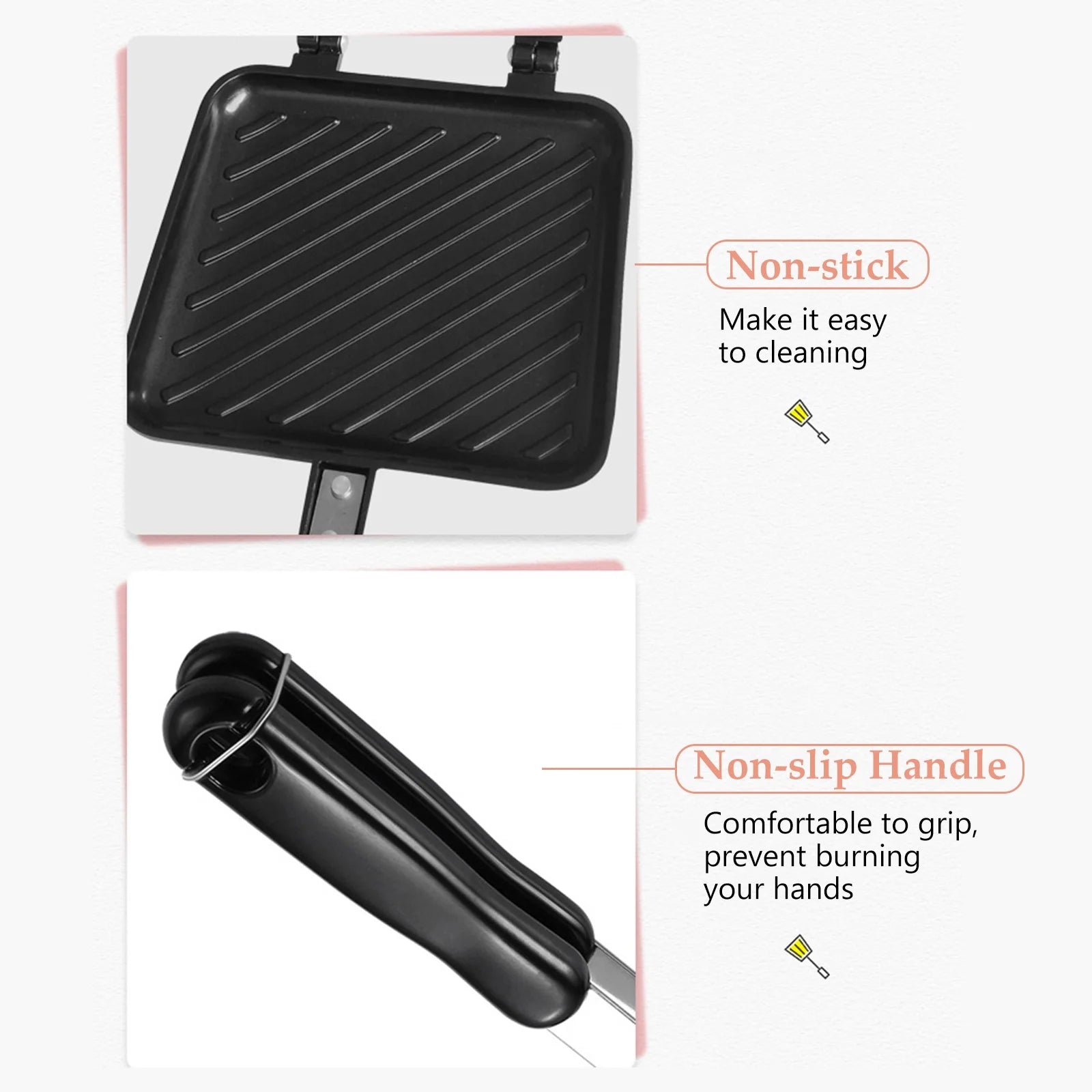 Toasted Sandwich Maker with Non-stick Plates and Insulated Handle X8178