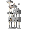 81-inch Tall Dark Grey Cat Tower with 3 Cat Condos and 8 Scratching Posts G483654