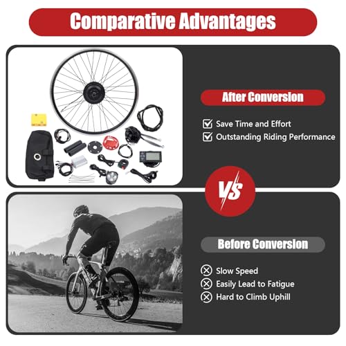 26" 350W 36V Front Wheel Electric Bike Conversion Kit with LCD Display O888