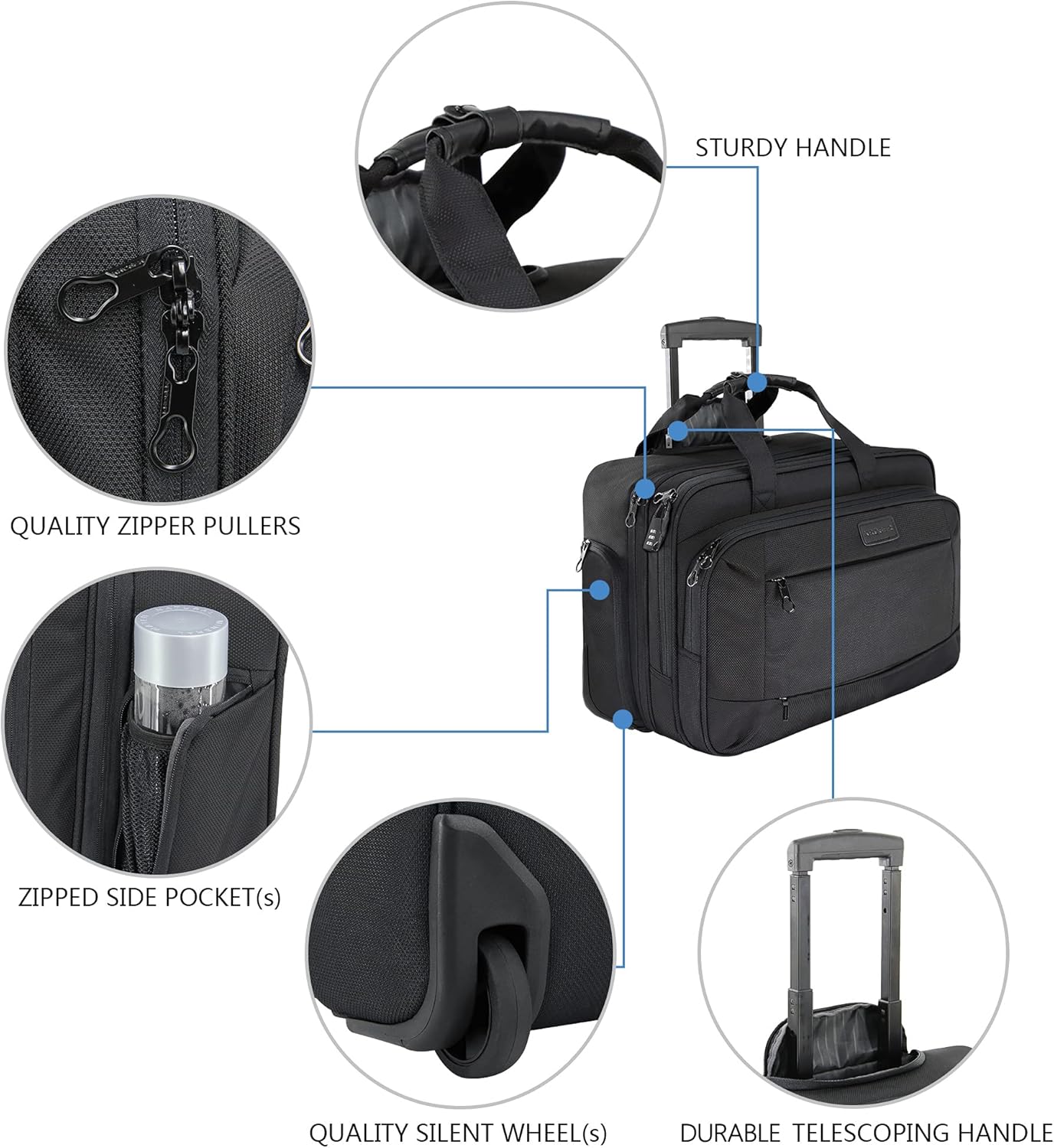 Rolling Laptop Bag Wheeled Briefcase for 17.3 Inch Laptop R343