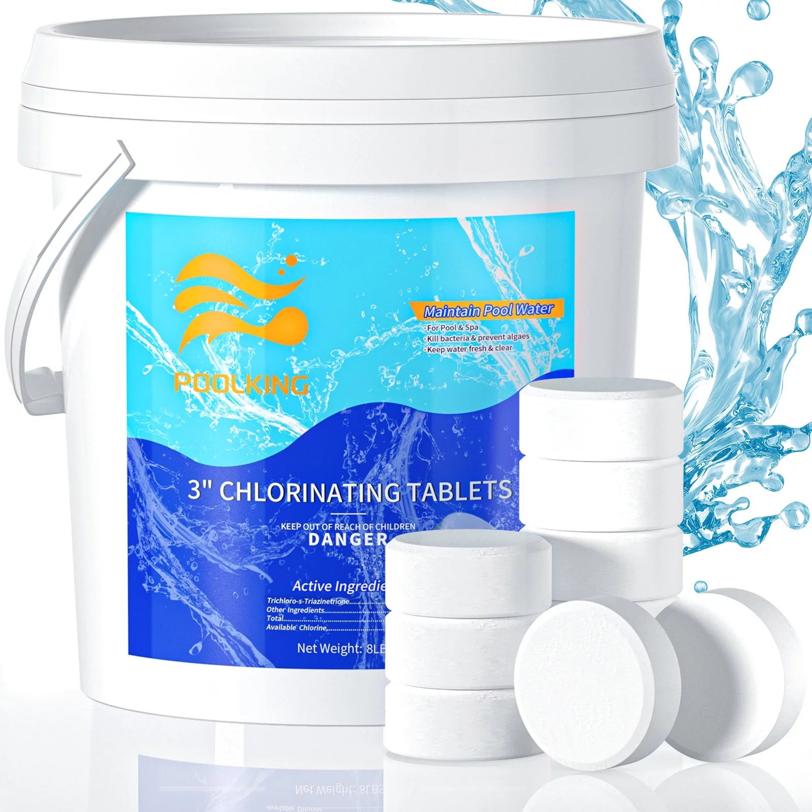 3" Inch Individually Wrapped Chlorine Tablets 8LB K293886