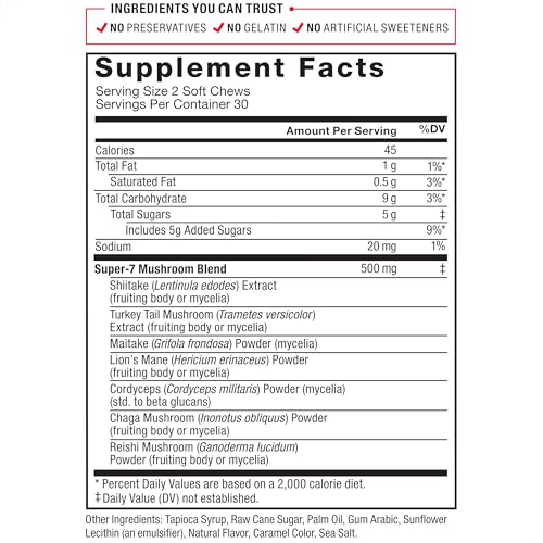 Mushroom Supplement with Lions Mane, Turkey Tail, & Cordyceps, 90 Vegetable Capsules W313371