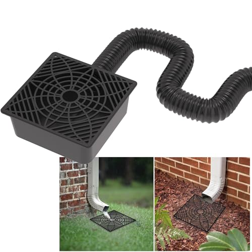 Gutter Downspout Extension, No Dig Catch Basin Low Profile Downspout Extender, Extendable from 1.34’ to 5.1’ F745178