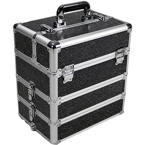 Silver Aluminum Rolling Makeup Train Case with 4 Removable Wheels X455822