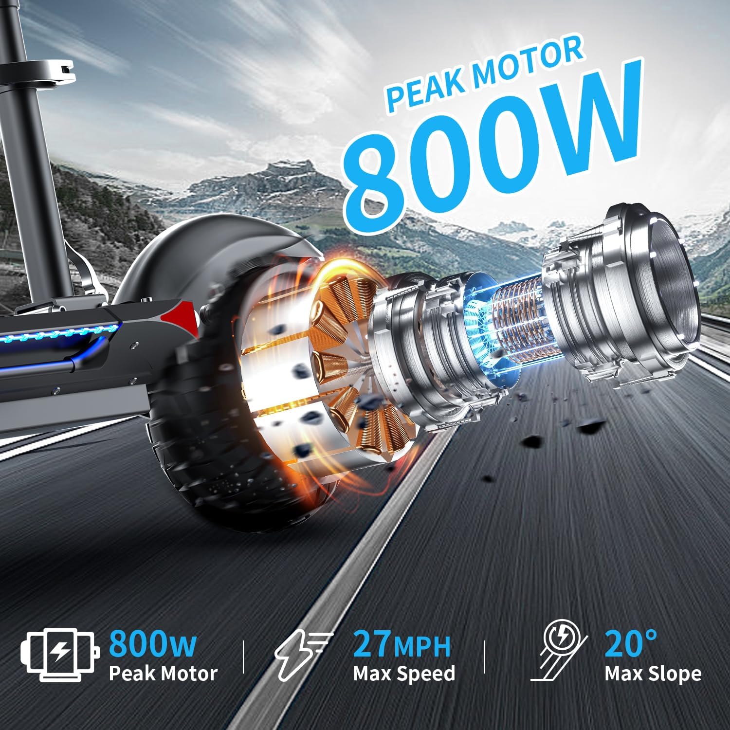 800W Motor 27MPH 35 Miles Range 48V 13AH Li-on Foldable Electric Scooter with Seat V24986