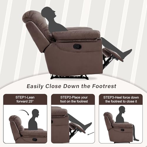 Breathable Fabric Cloth Single Recliner Chair with Padded Backrest and Armrests J65692