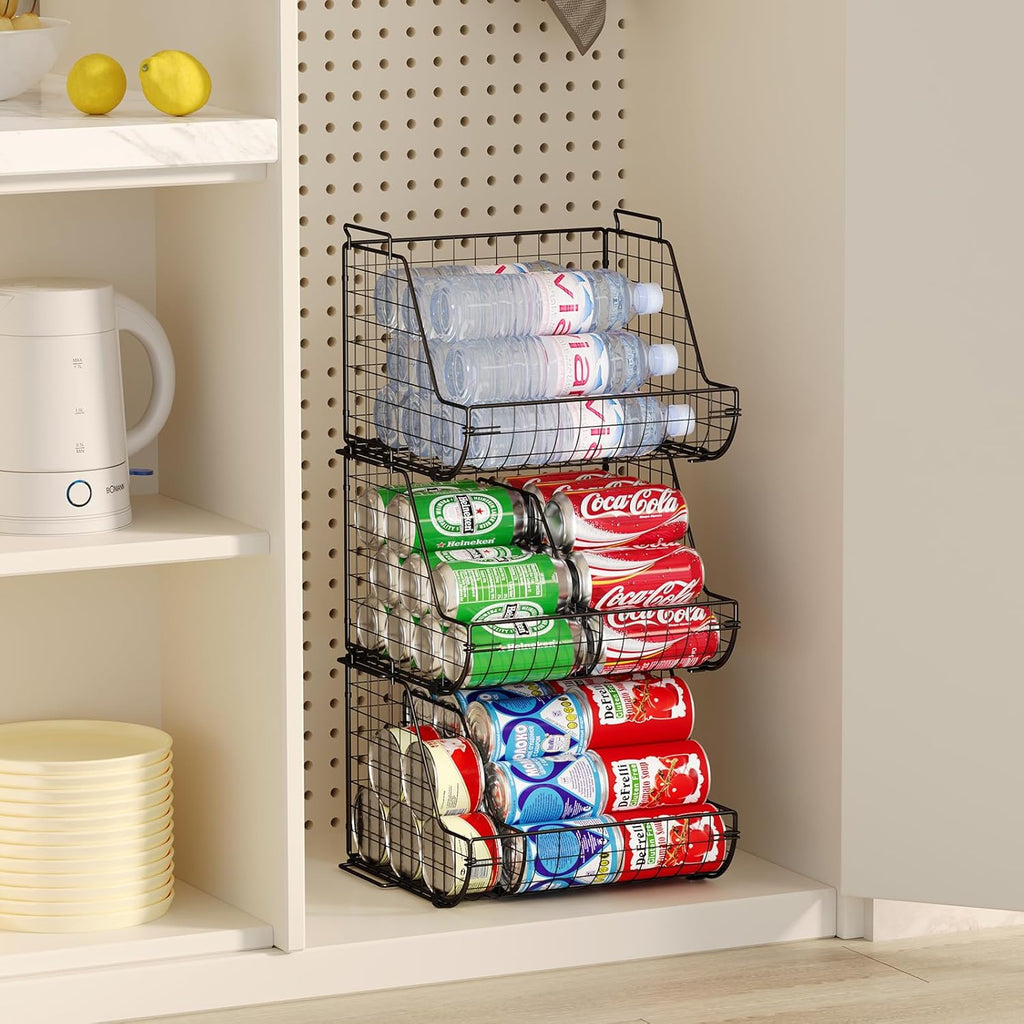 3 Tier Can Dispenser with 3 Divider, Wire Bins H4092