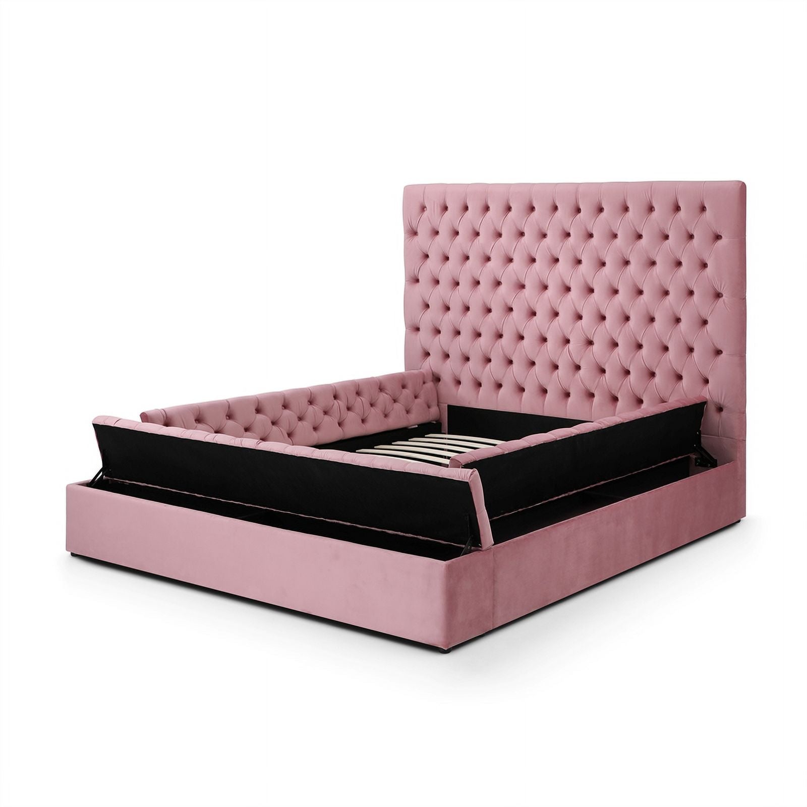 Pink Velvet Upholstered Platform Queen Bed G79339