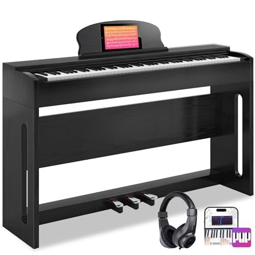 88-Key Weighted Hammer Action Digital Piano with Speakers, Furniture Stand and Triple Pedals A611