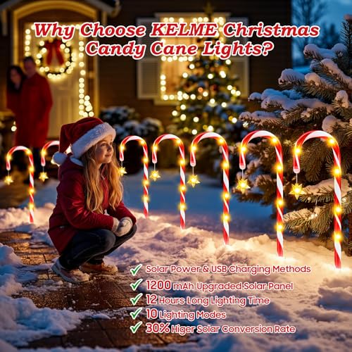 24 Pack Solar Candy Cane Lights Outdoor Christmas Decorations B477659