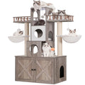 Rustic Gray Cat Tree with Litter Box Enclosure Y32767