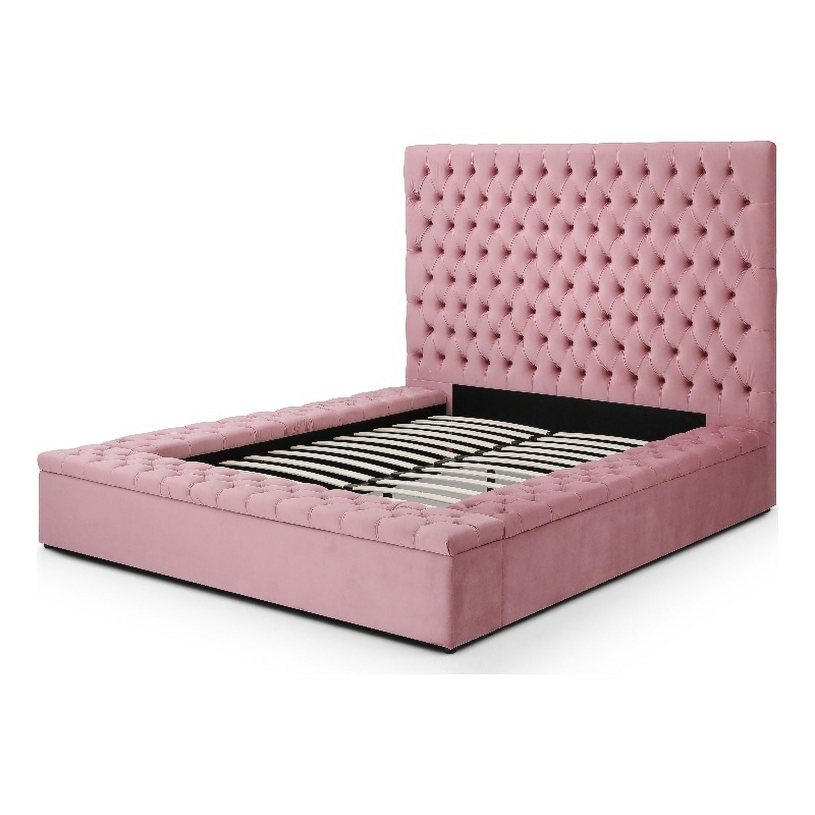 Pink Velvet Upholstered Platform Queen Bed G79339