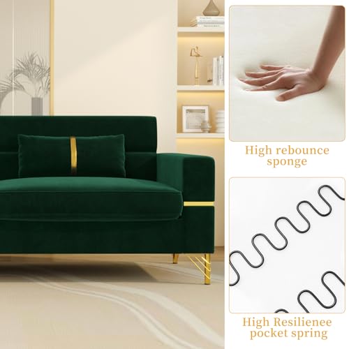 86" Velvet 3 Seater Oversized Sofa with 2 Pillows X936