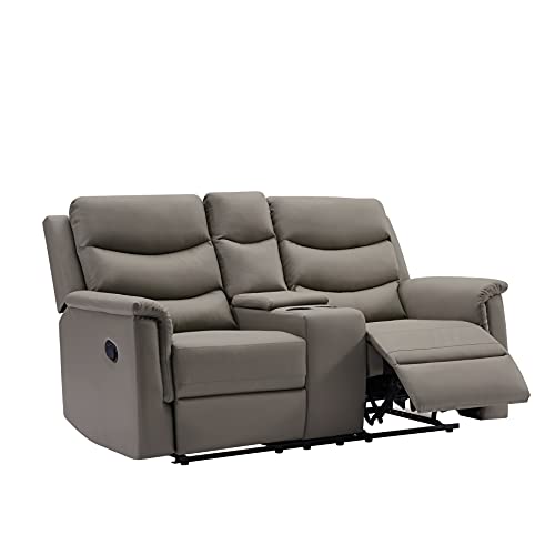 Gray Double Recliner Sofa with Cup-Holder S26779